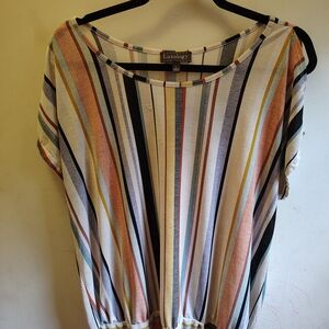 Luxology Women's Vibrant Striped Short Sleeve Top